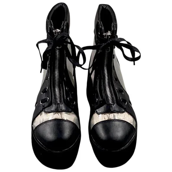 Demonia Boots Womens 7 Platform Holographic Whimsigoth Witch Punk Rave GRIP-102 - Picture 3 of 16